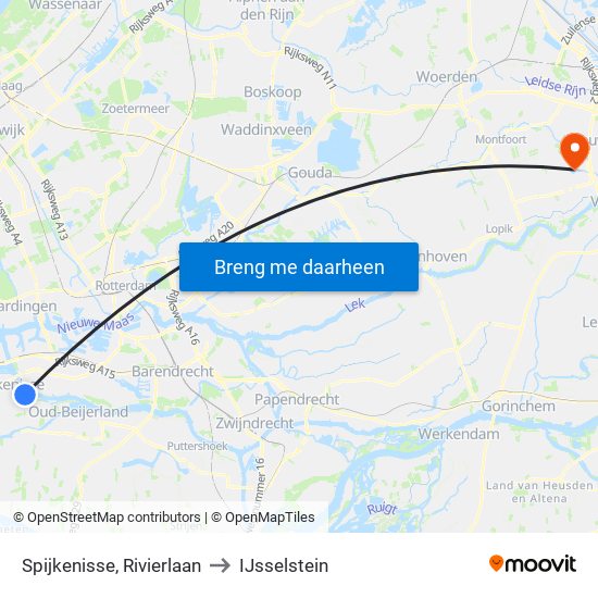 Spijkenisse, Rivierlaan to IJsselstein map