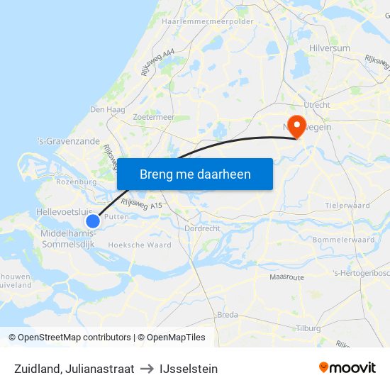 Zuidland, Julianastraat to IJsselstein map