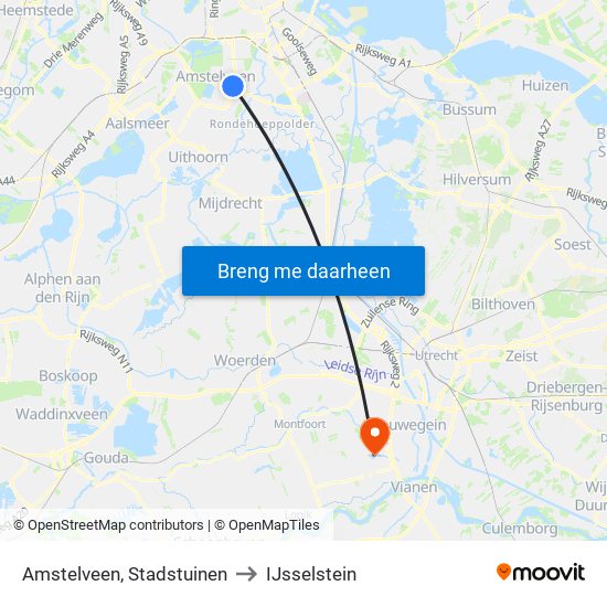 Amstelveen, Stadstuinen to IJsselstein map