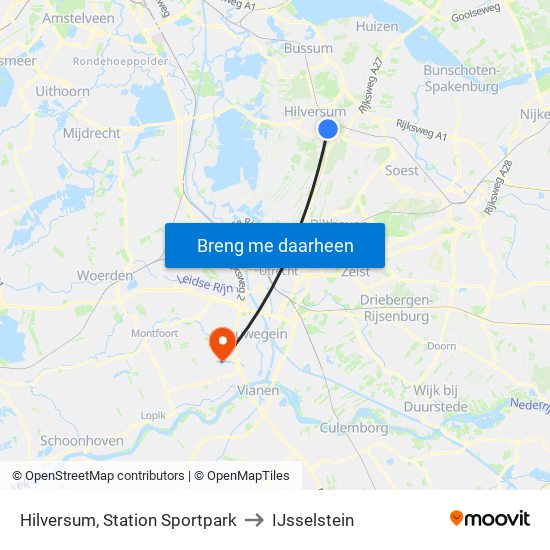 Hilversum, Station Sportpark to IJsselstein map
