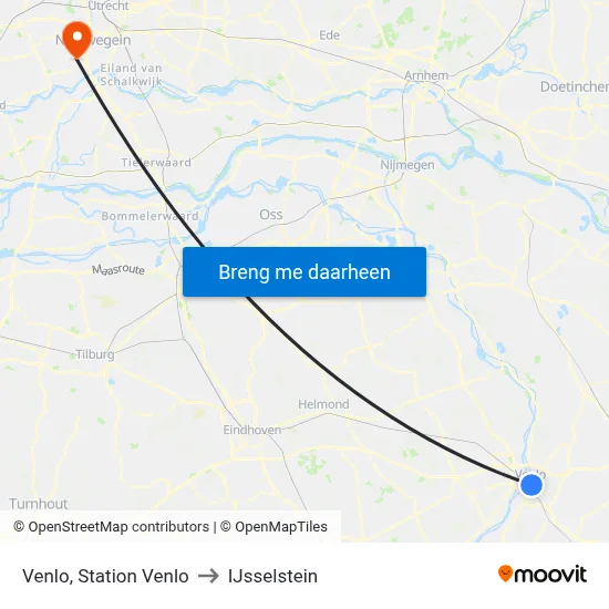 Venlo, Station Venlo to IJsselstein map