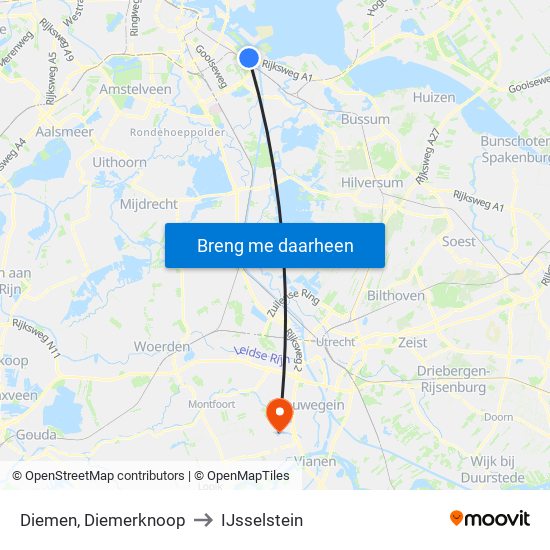 Diemen, Diemerknoop to IJsselstein map