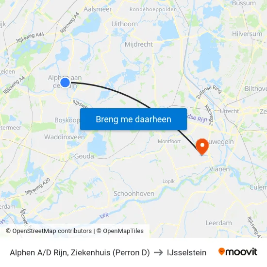 Alphen A/D Rijn, Ziekenhuis (Perron D) to IJsselstein map