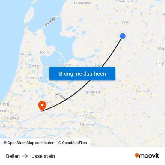 Beilen to IJsselstein map