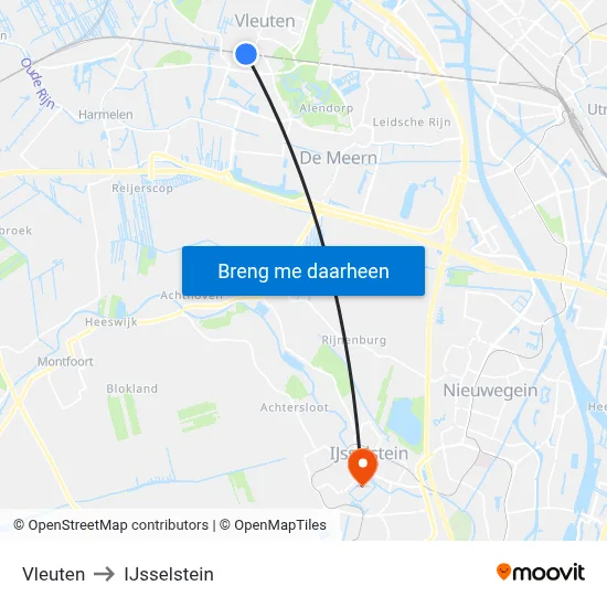 Vleuten to IJsselstein map