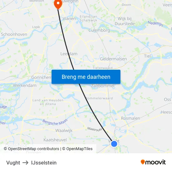 Vught to IJsselstein map