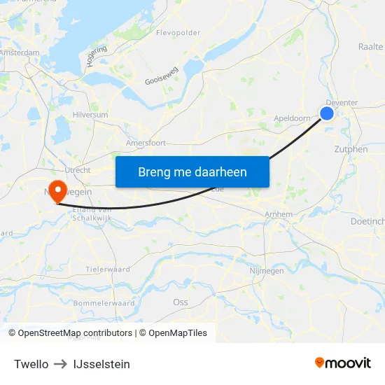 Twello to IJsselstein map