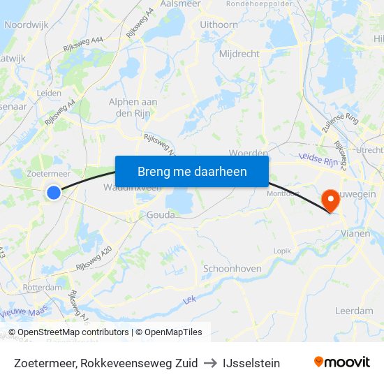 Zoetermeer, Rokkeveenseweg Zuid to IJsselstein map