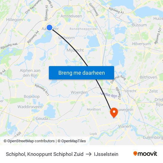 Schiphol, Knooppunt Schiphol Zuid to IJsselstein map
