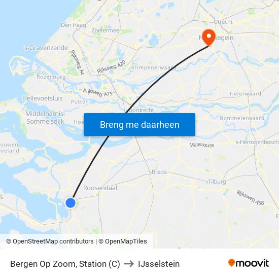 Bergen Op Zoom, Station (C) to IJsselstein map