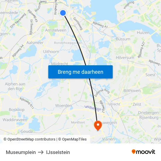 Museumplein to IJsselstein map