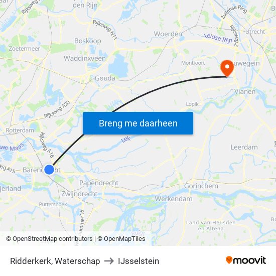 Ridderkerk, Waterschap to IJsselstein map