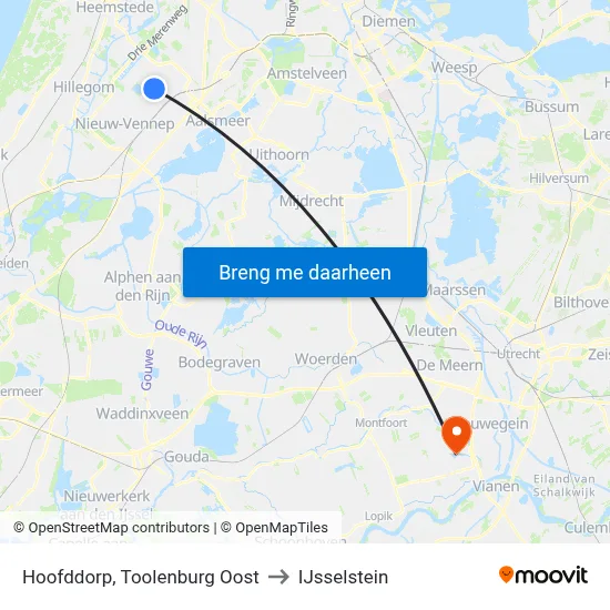 Hoofddorp, Toolenburg Oost to IJsselstein map