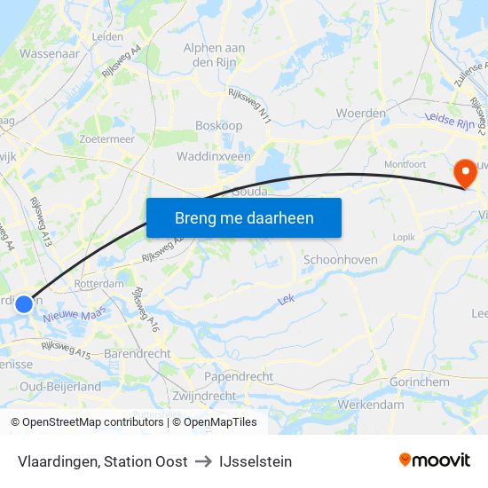 Vlaardingen, Station Oost to IJsselstein map
