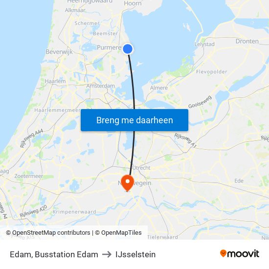 Edam, Busstation Edam to IJsselstein map