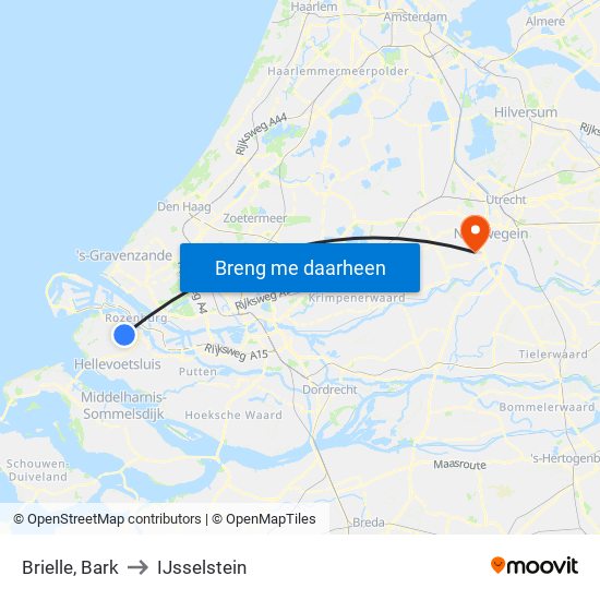 Brielle, Bark to IJsselstein map