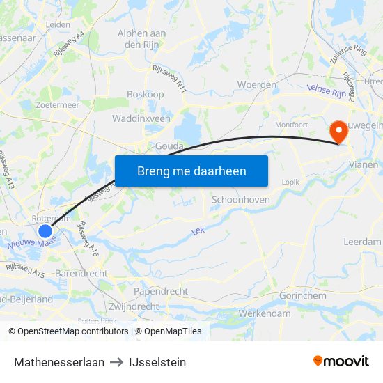 Mathenesserlaan to IJsselstein map