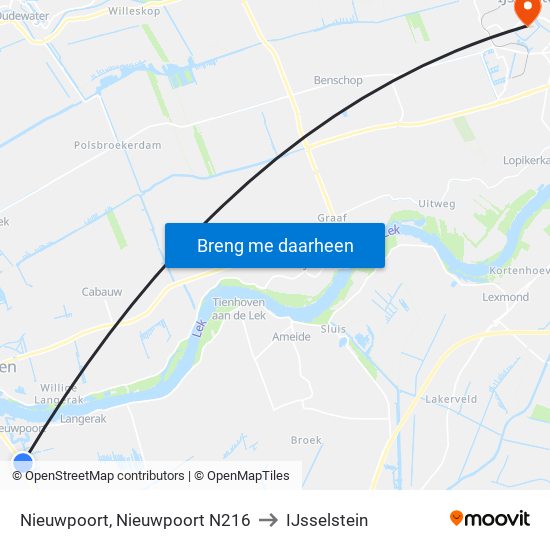 Nieuwpoort, Nieuwpoort N216 to IJsselstein map