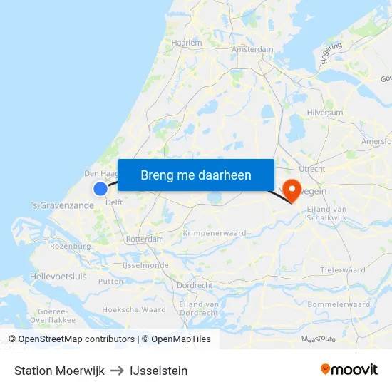 Station Moerwijk to IJsselstein map