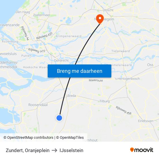 Zundert, Oranjeplein to IJsselstein map