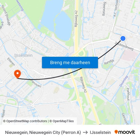 Nieuwegein, Nieuwegein City (Perron A) to IJsselstein map