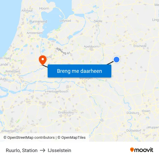 Ruurlo, Station to IJsselstein map
