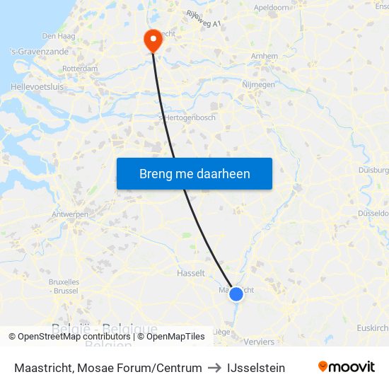 Maastricht, Mosae Forum/Centrum to IJsselstein map