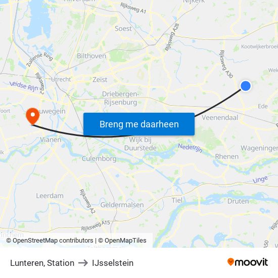 Lunteren, Station to IJsselstein map