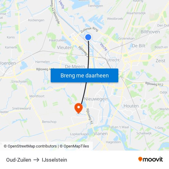 Oud-Zuilen to IJsselstein map