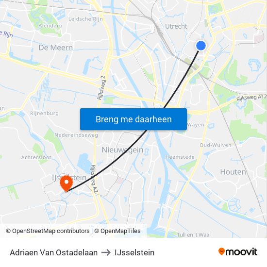 Adriaen Van Ostadelaan to IJsselstein map