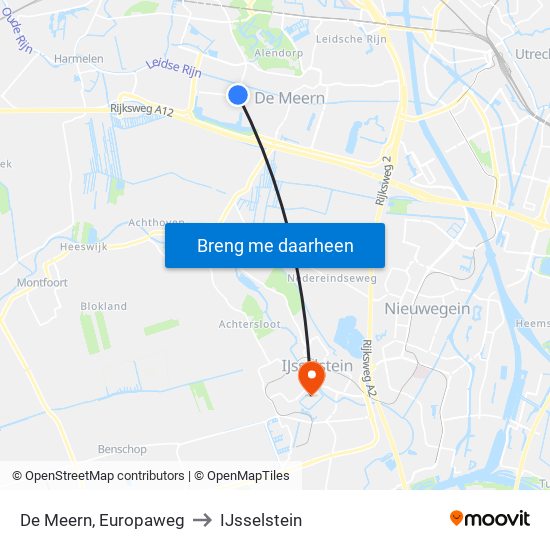 De Meern, Europaweg to IJsselstein map