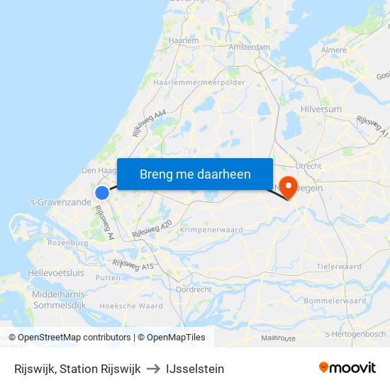 Rijswijk, Station Rijswijk to IJsselstein map