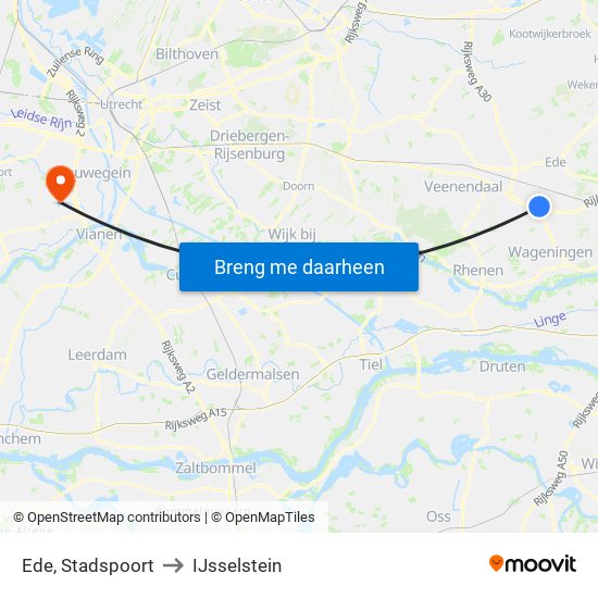 Ede, Stadspoort to IJsselstein map