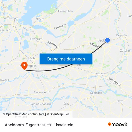 Apeldoorn, Fugastraat to IJsselstein map