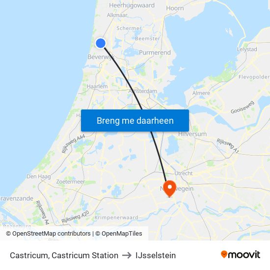 Castricum, Castricum Station to IJsselstein map