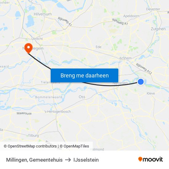 Millingen, Gemeentehuis to IJsselstein map