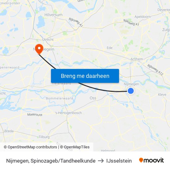 Nijmegen, Spinozageb/Tandheelkunde to IJsselstein map