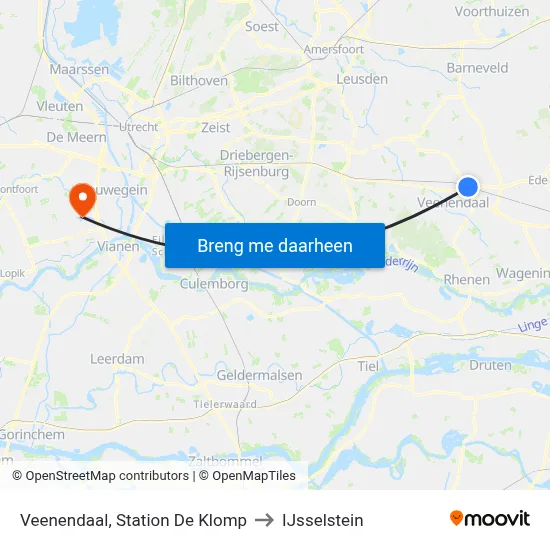 Veenendaal, Station De Klomp to IJsselstein map