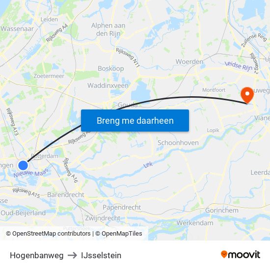 Hogenbanweg to IJsselstein map