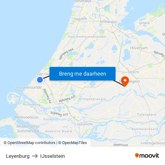 Leyenburg to IJsselstein map