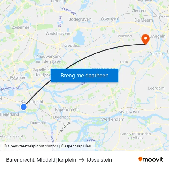 Barendrecht, Middeldijkerplein to IJsselstein map