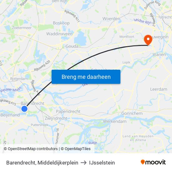 Barendrecht, Middeldijkerplein to IJsselstein map