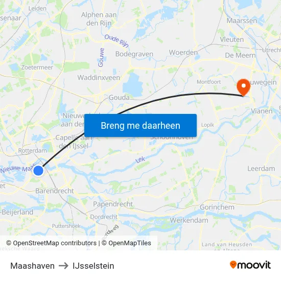 Maashaven to IJsselstein map