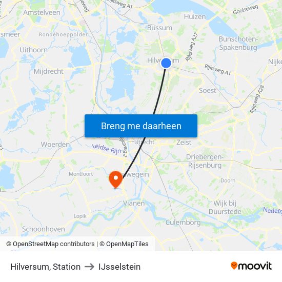 Hilversum, Station to IJsselstein map