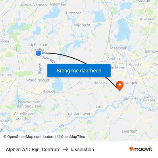 Alphen A/D Rijn, Centrum to IJsselstein map
