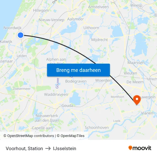Voorhout, Station to IJsselstein map