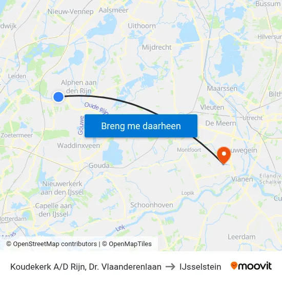 Koudekerk A/D Rijn, Dr. Vlaanderenlaan to IJsselstein map