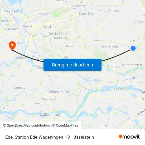 Ede, Station Ede-Wageningen to IJsselstein map