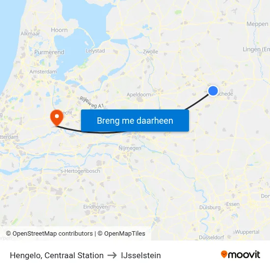 Hengelo, Centraal Station to IJsselstein map