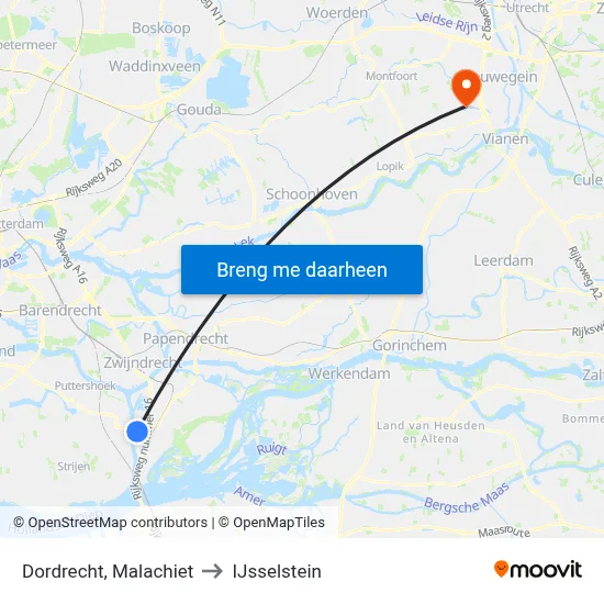 Dordrecht, Malachiet to IJsselstein map